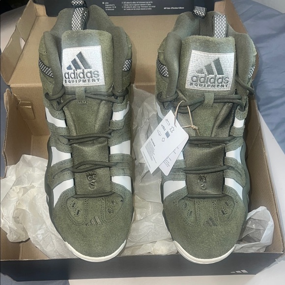 adidas | Shoes | Adidas Green And White Hightop Sneakers With Straps |  Poshmark